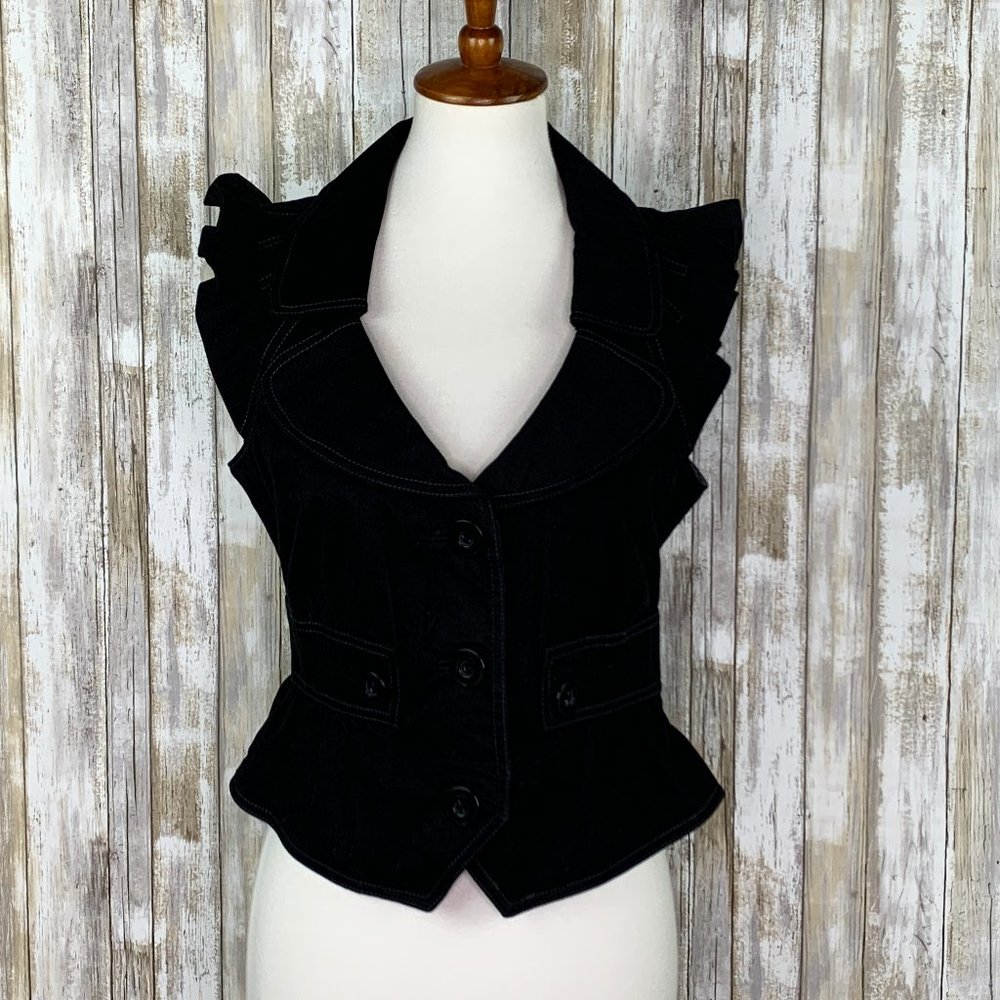 Anthro Elevenses Sleeveless Black Corduroy Vest 8